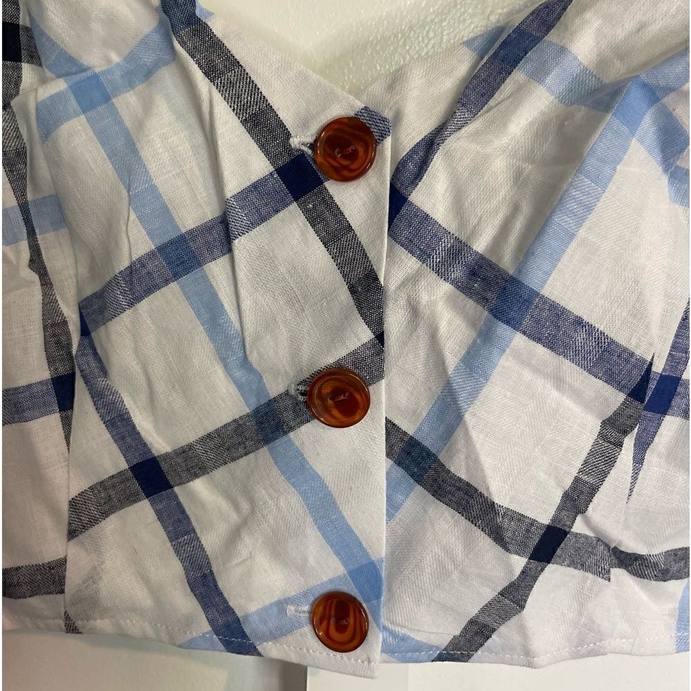 Red Carter Linen Meet & Greet Gingham Crop Top.Size M - Picture 8 of 13